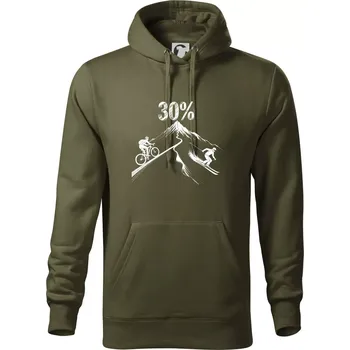 Pánská mikina Narozeniny cyklista a lyžař 30 - Mikina pánská Cape s kapucí - 5XL ( Military )