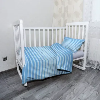 Povlečení Sablio Mikroplyšové dětské povlečení do postýlky Světle modré pruhy - 100x135 / 40x60