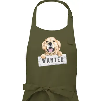 Kuchyňská zástěra Zlatý retriever - štěně wanted - Dámská zástěra na vaření - Univerzální velikost ( Khaki )