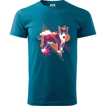 Pes abstrakce fialový - Klasické pánské triko vyšší gramáže - M ( Petrolejová )