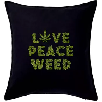 Polštář Love peace weed - Polštář 50x50 - 50x50 - Včetně výplně ( Černá )