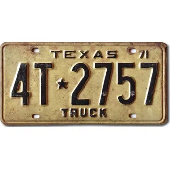Plechová cedule Americká SPZ Texas 1971 Truck 4T-2757