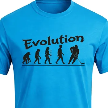 Pánské tričko Tričko Evoluce Hokej - velikost 122, Barva Tyrkysová