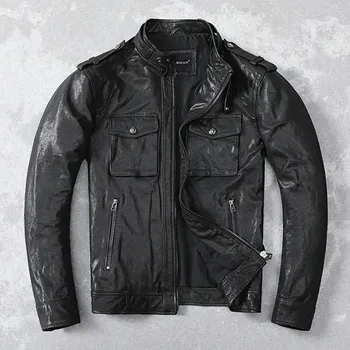 Moto bunda Leather Fashion Krátká motorkářská bunda z kůže v elegantním stylu Velikost: S, Barva (Varianta): Black Sheepskin