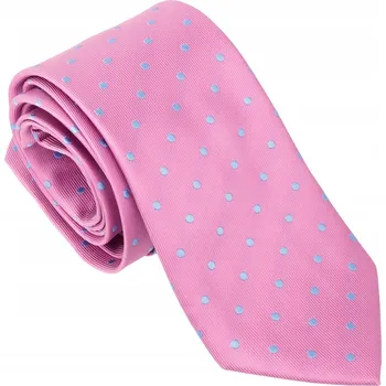 Kravata Elegantní růžová kravata s modrými puntíky, klasický vzor
