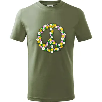Chlapecké tričko Peace symbol kopretiny - Tričko dětské bavlněné - 146 cm/10 let ( Khaki )