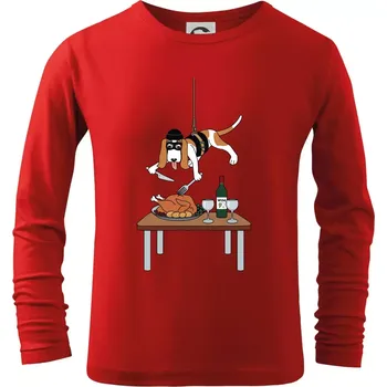 Chlapecké tričko Malý zloděj - baset (Hana-creative) - Triko dětské Long Sleeve - 122 cm/6 let ( Červená )