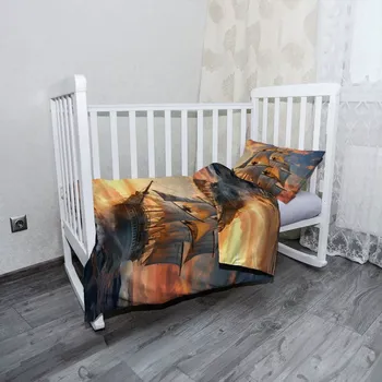 Povlečení Sablio Mikroplyšové dětské povlečení do postýlky Plachetnice ve vlnách při východu slunce - 120x90 / 40x60