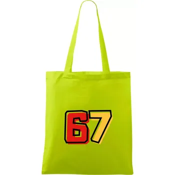 67 - čísla - Taška bavlněná - 42 x 38 cm ( Limetková )