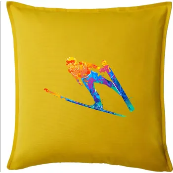 Polštář Skokan na lyžích splash - Polštář 50x50 - 50x50 - Pouze potah ( Žlutá )