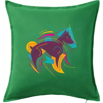 Polštář Pes abstrakce hubený - Polštář 50x50 - 50x50 - Pouze potah ( Středně zelená )