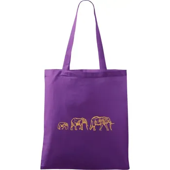 3 sloni - Taška bavlněná - 42 x 38 cm ( Fialová )