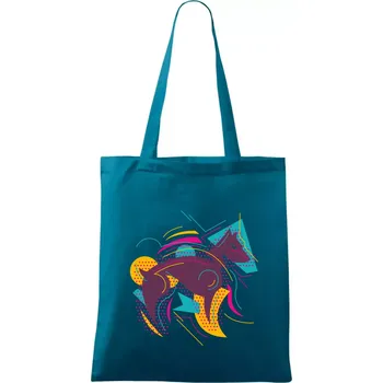 Pes abstrakce hubený - Taška bavlněná - 42 x 38 cm ( Petrolejová )