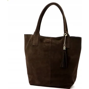 Vera Pelle kabelka vak z pravé semišové kůže hnědá