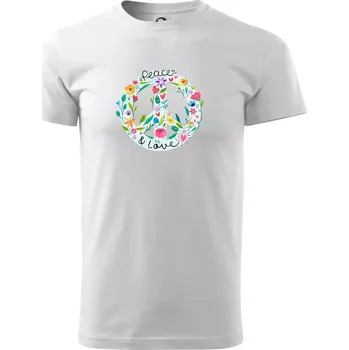 Pánské tričko Peace and love symbol - Triko extra velké (5-8XL) - 7XL ( Bílá )