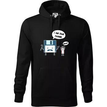 Pánská mikina I am your father USB - Mikina pánská Cape s kapucí - S ( Černá )