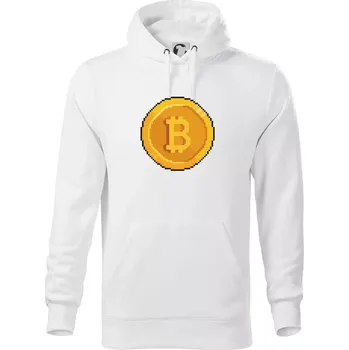 Pánská mikina Bitcoin mince - Mikina pánská Cape s kapucí - 5XL ( Bílá )