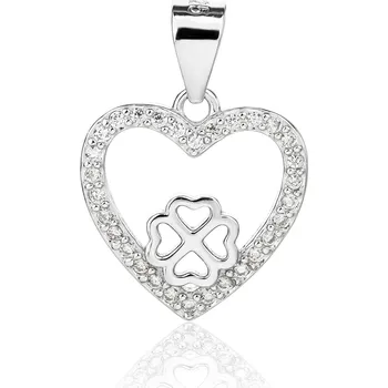 Přívěsek NUBIS® Stříbrný přívěsek srdce a čtyřlístek - NB-4635
