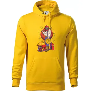 Pánská mikina Horník těží bitcoiny - Mikina pánská Cape s kapucí - 4XL ( Žlutá )