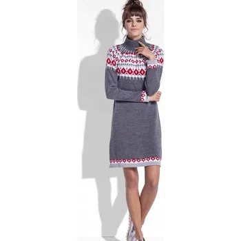 Dámské šaty Dámské svetrové šaty s rolákem grafitové Fobya, vel. L/XL