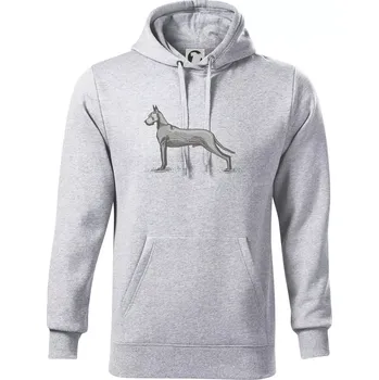 Pánská mikina Vintage Great dane - Mikina pánská Cape s kapucí - 5XL ( Světlešedý Melír )