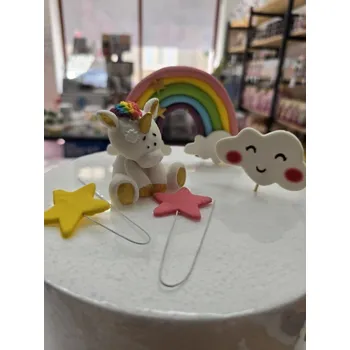 Jedlá dekorace na dort Jednorožec s duhou figurka na dort jedlá cukrová dekorace celkem 5 ks