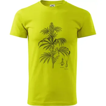 Konopí kytka černobílá - Klasické pánské triko vyšší gramáže - M ( Limetková )