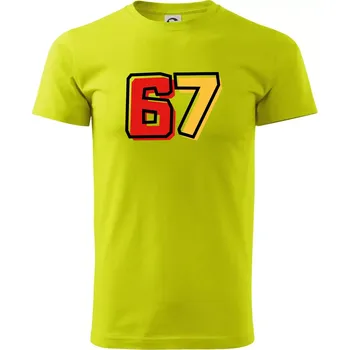 67 - čísla - Klasické pánské triko vyšší gramáže - L ( Limetková )
