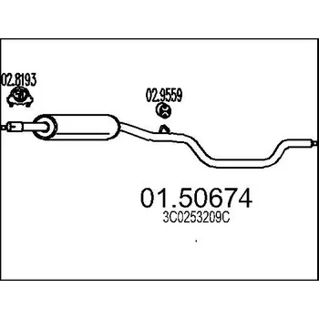 Zadní díl výfuku Střední díl výfuku MTS 01.50674