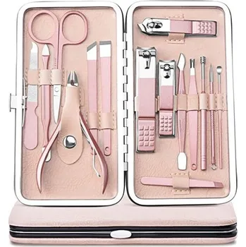 Dámská Sada na manikúru 14 dílů Růžová ISO TRADE 97k-cube