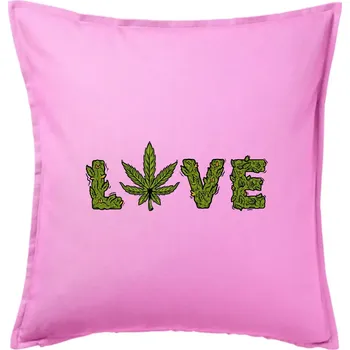 Polštář Konopí nápis love - Polštář 50x50 - 50x50 - Pouze potah ( Růžová )