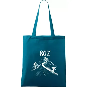 Narozeniny cyklista a lyžař 80 - Taška bavlněná - 42 x 38 cm ( Petrolejová )