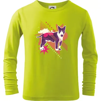Chlapecké oblečení Pes abstrakce fialový - Triko dětské Long Sleeve - 146 cm/10 let ( Limetková )
