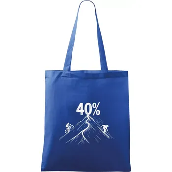 Nákupní taška Narozeniny cyklista a lyžař 40 - Taška bavlněná - 42 x 38 cm ( Královská modrá )