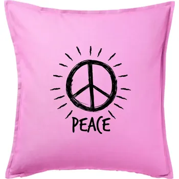 Polštář Peace symbol černobílý - Polštář 50x50 - 50x50 - Pouze potah ( Růžová )