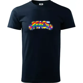 Pánské tričko Peace nápis duhový - Triko extra velké (5-8XL) - 6XL ( Námořní modrá (téměř černá) )