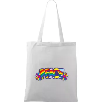 Peace nápis duhový - Taška bavlněná - 42 x 38 cm ( Bílá )