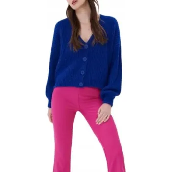 Dámský svetr MODRÝ KARDIGANOVÝ SVETR SE ZAPÍNÁNÍM NA KNOFLÍKY, DLOUHÝ RUKÁV, VÝSTŘIH, VELIKOST S