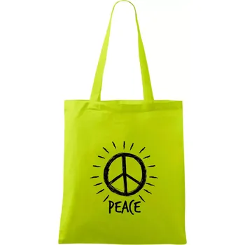 Peace symbol černobílý - Taška bavlněná - 42 x 38 cm ( Limetková )