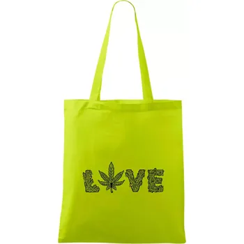 Konopí nápis love - Taška bavlněná - 42 x 38 cm ( Limetková )