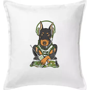 Polštář Bojový dobrman (Pecka design) - Polštář 50x50 - 50x50 - Pouze potah ( Bílá )