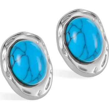 Náušnice Šperky4U Ocelové náušnice s tyrkysovými kameny - OPS0007
