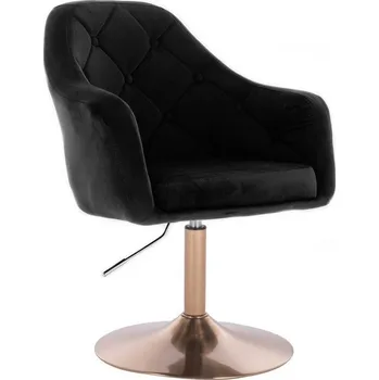 Jídelní židle LuxuryForm DESIGN Kosmetické křeslo ANDORA VELUR na zlatém talíři - černé