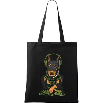 Bojový dobrman (Pecka design) - Taška bavlněná - 42 x 38 cm ( Černá )