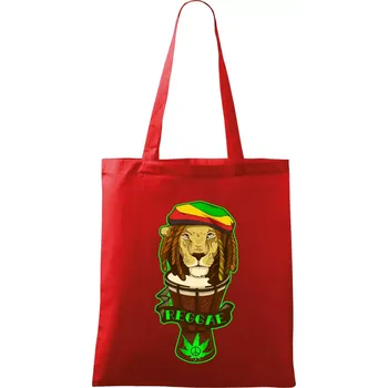 Nákupní taška Reggae lev - Taška bavlněná - 42 x 38 cm ( Červená )