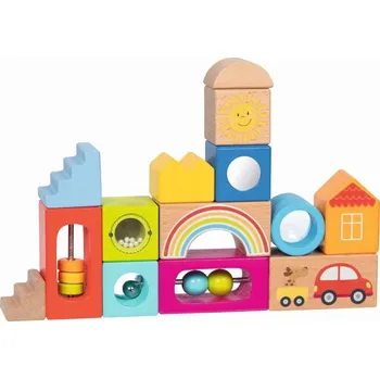 Dřevěná hračka Dřevěné Stavebnice pro děti senzorické hračky Goki