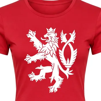Tričko Český Lev dámské - velikost L, Barva Červená