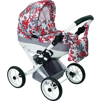 Tudore Dětský kočárek pro panenky Šedé květiny č.8