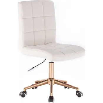 LuxuryForm DESIGN Kosmetická židle TOLEDO na zlaté podstavě s kolečky - bílá