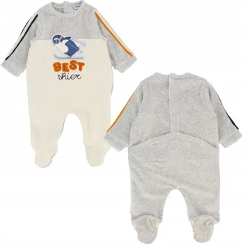 Kojenecký overall Teplý kojenecký overal s tučňákem šedý 1M 50 cm